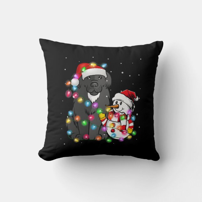 Almofada Cachorro Funny Newfound | Luz de Neve Natal (Frente)