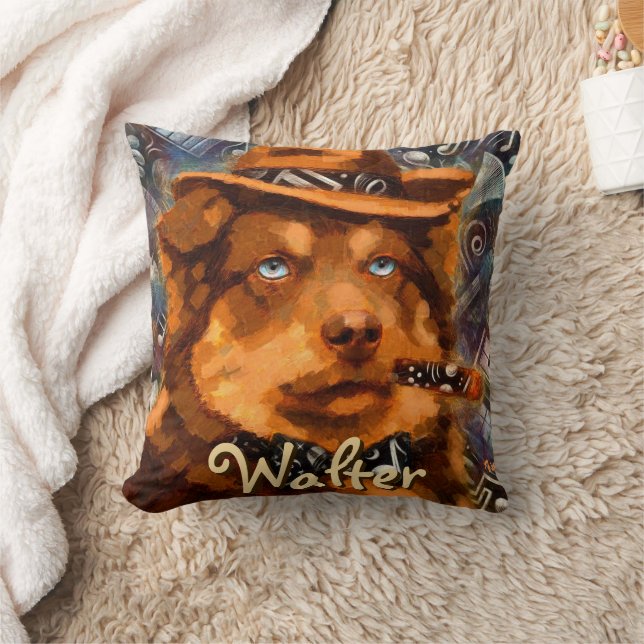 Almofada Cachorro Gangster Bonito com Olhos Azuis Personali (Cobertor)