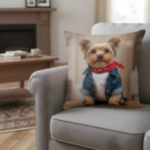 Cachorro giro numa Jaqueta Jean