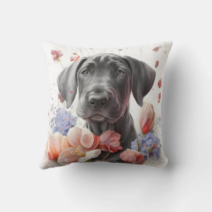 Almofada Cachorro Great Dane Fofo em Aquarela
