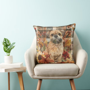 Almofada Cachorro Griffon de Bruxelas de Outono Aquarela Fl
