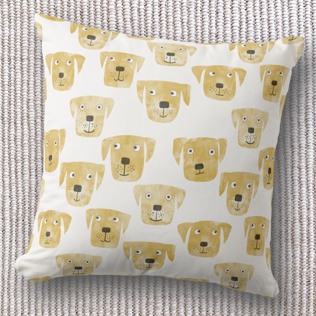 Almofada Cachorro Labrador Retriever Dourado (Golden Labrador Retriever dog pattern throw pillow)