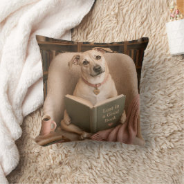 Almofada Cachorro Leitor Fofo Ilustração de Aquarela da Bib