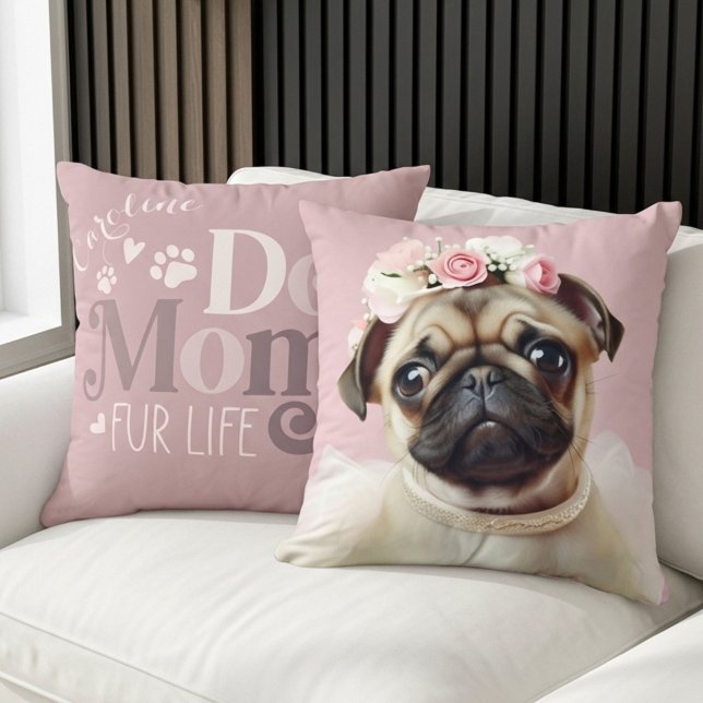 Almofada Cachorro Mãe Pele Vida Pug Foto Personalizada (Criador carregado)