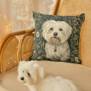 Almofada Cachorro Maltês Bonito num Jardim do Estilo Willia