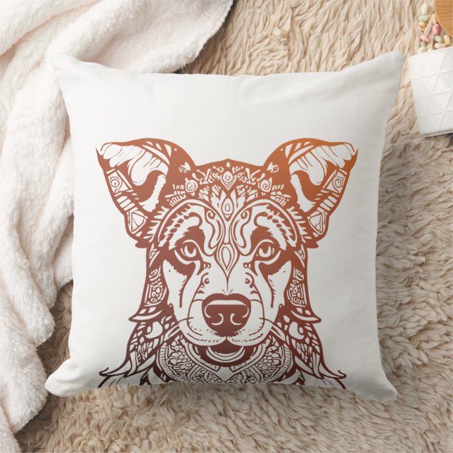 Almofada Cachorro Mandala Ornamental, Cachorro Desenhado À  (Cobertor)