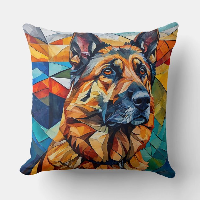 Almofada 🐶 Cachorro Mosaico Pastor Alemão Estilo Caseiro A (Frente)
