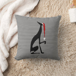 Almofada Cachorro Negro Natal Greyhound com Santa Hat