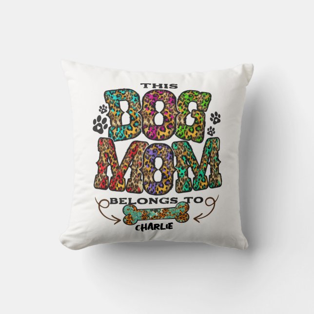 Almofada Cachorro-Padrão-Leopardo Ocidental Cachorro-Mãe Pe (Frente)