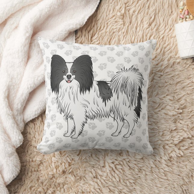 Almofada Cachorro Papillon Desenho Animado Preto E Branco C (Cobertor)