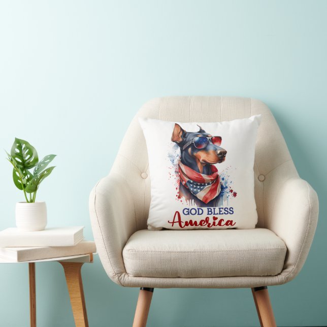 Almofada Cachorro Patriota - Doberman (Cadeira)