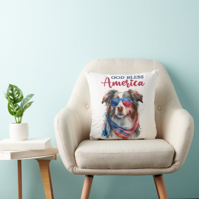 Almofada Cachorro Patriótico-Pastor Australiano (Cadeira)