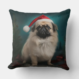 Almofada Cachorro Pekingês no Natal da Neve
