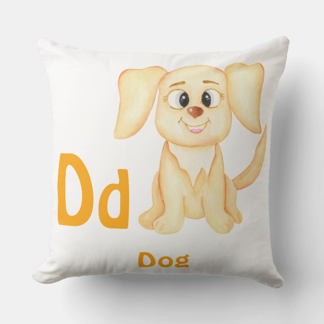 Almofada Cachorro personalize ABC: Letra D - Adicione Seu N (Frente)
