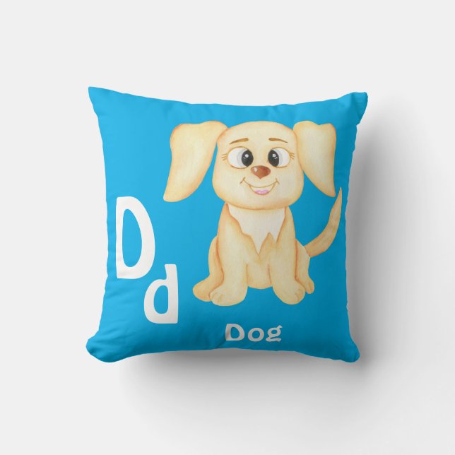 Almofada Cachorro personalize ABC: Letra D - Adicione Seu N (Frente)