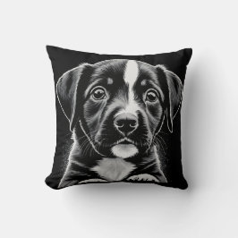 Almofada Cachorro Preto e Branco Fofo – Travesseiro Aconche