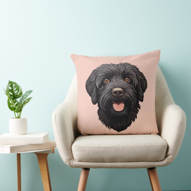 Almofada Cachorro Preto Labradoodle (Cadeira)