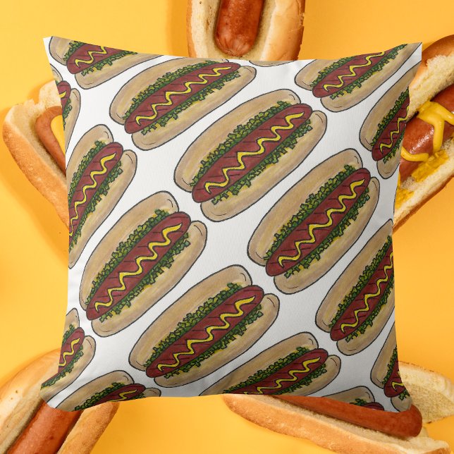 Almofada Cachorro Quente Frank Wiener Relaxa Mustard Bun (Hot dog pillow)