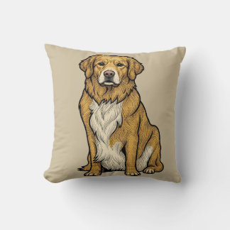 Almofada Cachorro Retriever Amarelo Gráfico Arte Pop Vintag