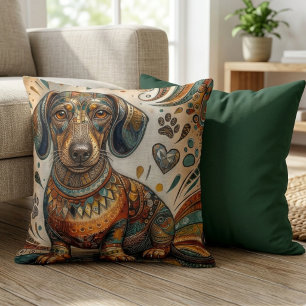 Almofada Cachorro Salsicha Mosaico Ornado Boho