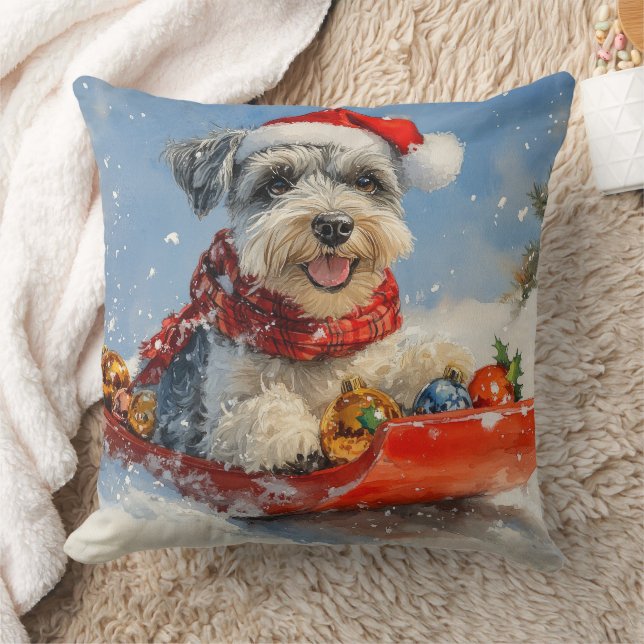 Almofada Cachorro Schnauzer Sledge Deixe-o nevar no Natal (Cobertor)