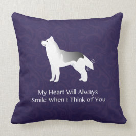 Almofada Cachorro Siberiano de prata pensando em você