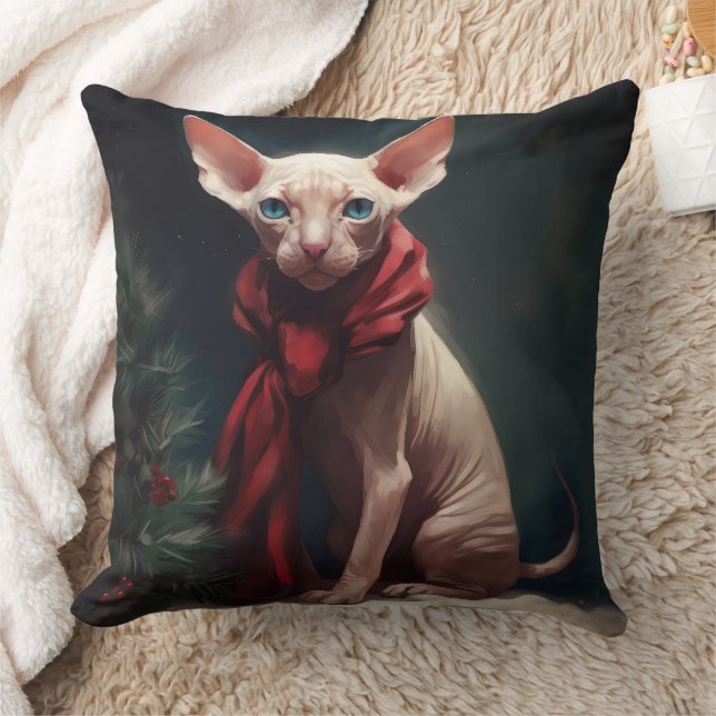 Almofada Cachorro Sphynx na Neve Natal (Cobertor)