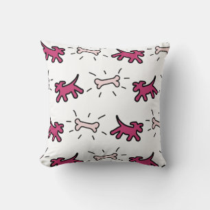 Almofada Cachorro Vermelho Rosa e Estilo de Grafite Óssea