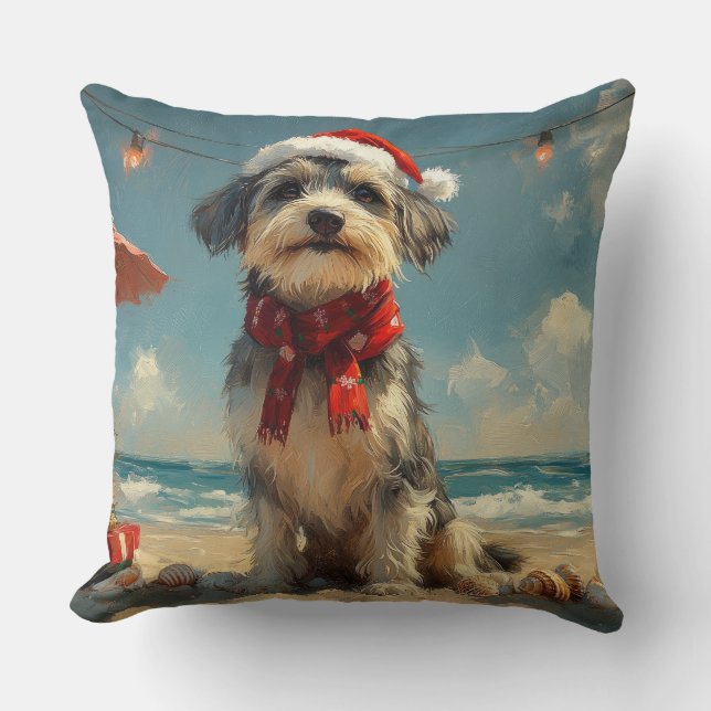 Almofada Cachorro Wolfhound Natal Praia Vintage (Frente)