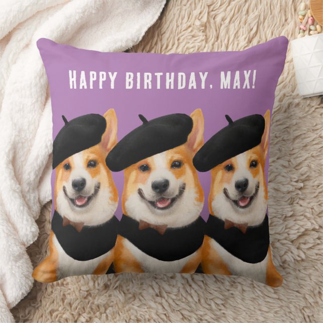 Almofada Cachorros Chic Corgi Cute Desejam Feliz Aniversári (Cobertor)