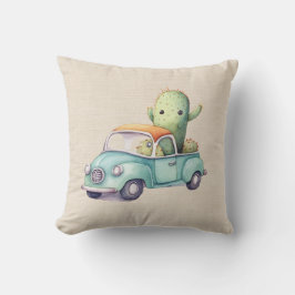 Almofada Cactos De Aquarelas No Caminho Retroativo