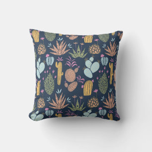 Almofada Cactus Charm: Vintage Floral Colorida