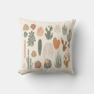 Almofada Cactus e padrão suculento sem costura