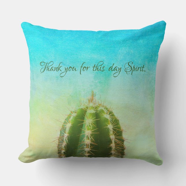 Almofada Cactus, Obrigado Mantra Com Texto Personalizável T (Frente)