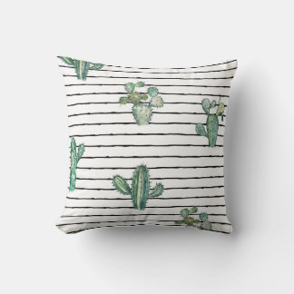 Almofada Cactus Watercolor: Desenho da Caneta da Vintage.