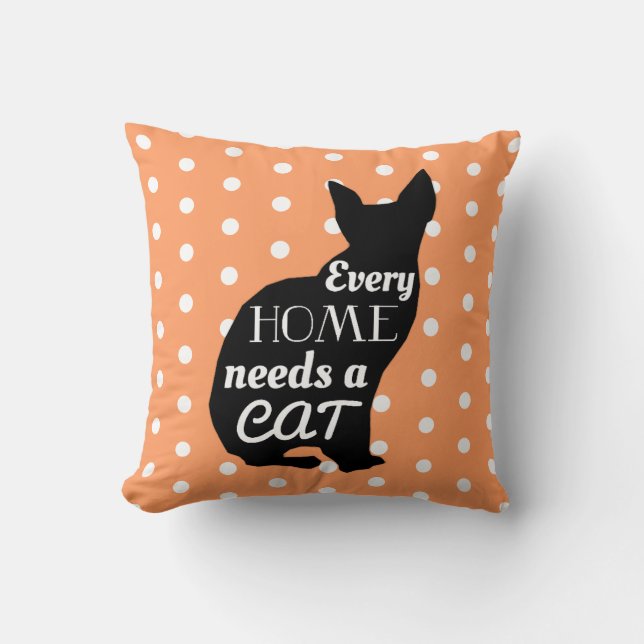 Almofada Cada Casa Precisa De Uma Bolinhas Laranja De Gato (Frente)