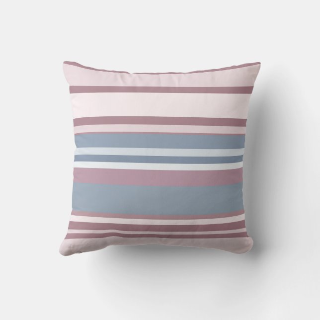 Almofada Cadet Grey and Desaturated Rose Stripes (Verso)
