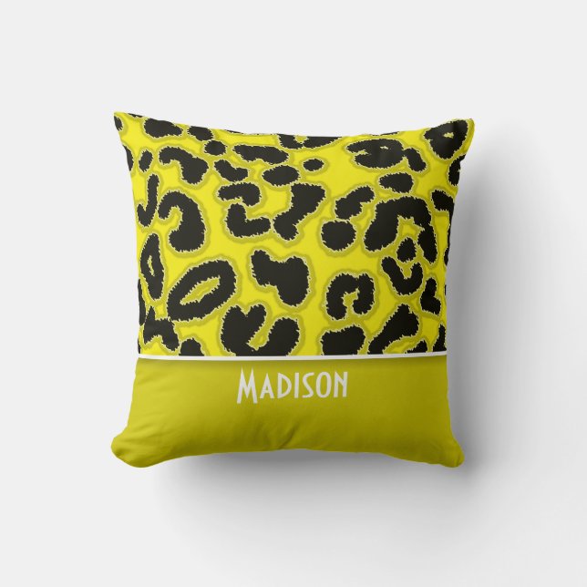 Almofada Cádmio - Impressão Animal Leopardo Amarelo; Person (Frente)