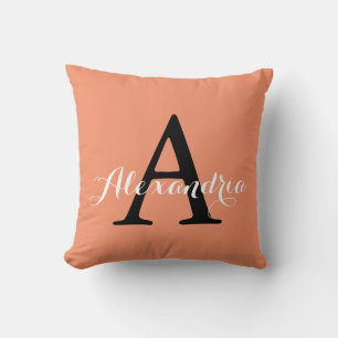 Almofada Cádmio Laranja Melão Trendy Cor Sólida Monograma