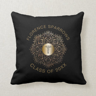 Almofada Caduceus Dourado preto graduação personalizada d