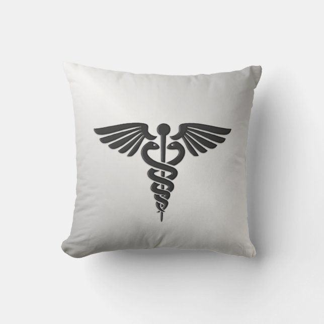 Almofada Caduceus médico de prata (Frente)