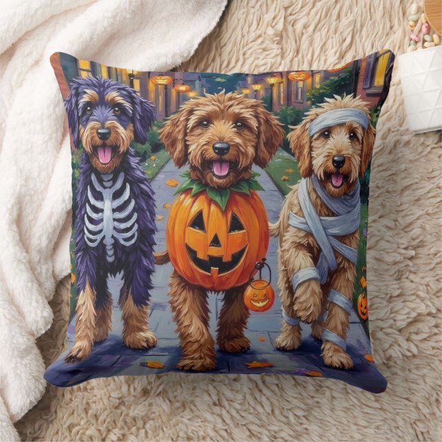 Almofada Cães Bernedoodle fazendo Trick-or-Treating no Dia  (Cobertor)