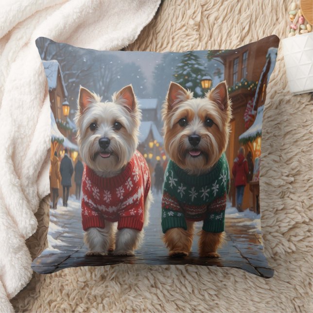 Almofada Cães Cairn Terrier Natal Neve Férias  (Cobertor)