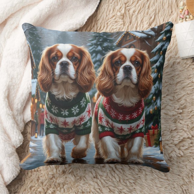 Almofada Cães Cavalier King Charles Spaniel Natal Neve  (Cobertor)