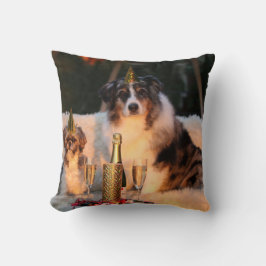 Almofada Cães Celebrando Ano Novo