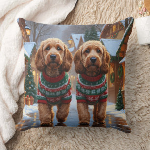 Almofada Cães Cockapoo Natal Neve Férias 