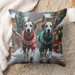 Almofada Cães Dálmatas Natal Neve Férias 
