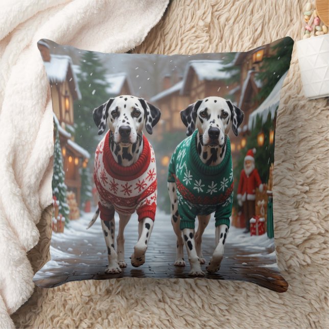 Almofada Cães Dálmatas Natal Neve Férias  (Cobertor)