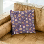 Almofada Cães de Halloween Roxos<br><div class="desc">Travesseiro de tema bonito e divertido das halloween com ilustração desenhada à mão de cães em fantasias.</div>