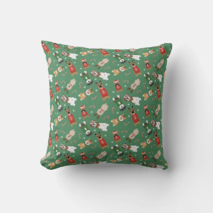 Almofada Cães de Natal Padrão Vermelho Verde